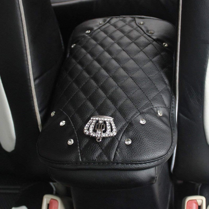 ToBeQueen Diamond Center Console Cover Bling Arm Rest Cover for Car Armrest Cover Women 7.5" x 11",Black - Image 3